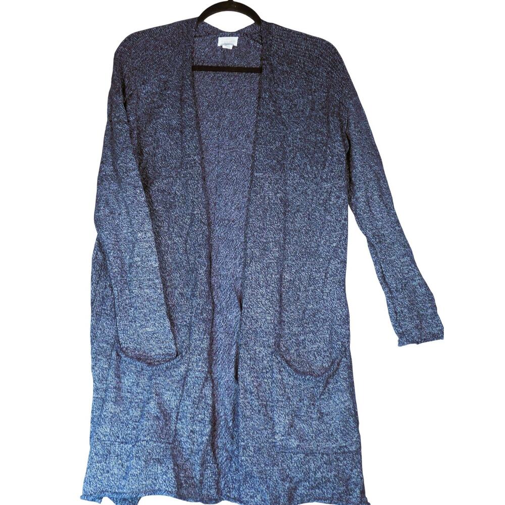 Caslon Cardigan Sweater Womens Small Blue Long Duster Open Front Pockets Knit - Picture 2 of 11